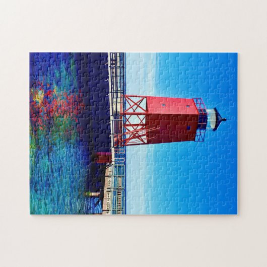 Charlevoix Lighthouse Reflektionen Puzzle (Horizontal)