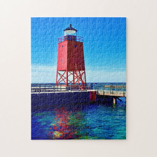 Charlevoix Lighthouse Reflektionen Puzzle (Vertikal)