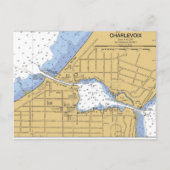 Charlevoix, MI Round Lake Nautic Chart Postcard Postkarte (Vorderseite)