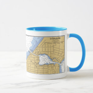 Charlevoix, MI-Seehafen-Diagramm-Tasse Tasse