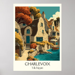 Charlevoix Michigan Vintages Pilzhaus Poster