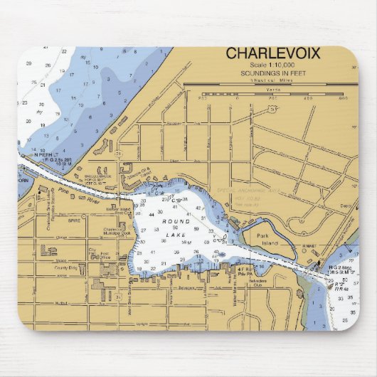 Charlevoix, runder See-Seediagramm Mousepad MI (Vorne)