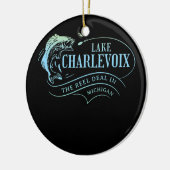 Charlevoix-See Fischen Familie Michigan Keramik Ornament (Links)