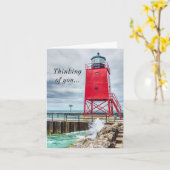 Charlevoix South Lighthouse Denken Sie an Sie Karte (Gelbe Blume)