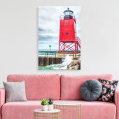 Charlevoix South Pierhead Lighthouse Leinwanddruck (Insitu (Wohnzimmer))