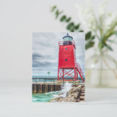 Charlevoix South Pierhead Lighthouse Postkarte (Stehend Vorderseite)