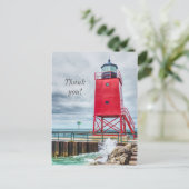 Charlevoix South Pierhead Lighthouse Vielen Dank Postkarte (Stehend Vorderseite)