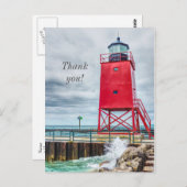 Charlevoix South Pierhead Lighthouse Vielen Dank Postkarte (Vorne/Hinten)