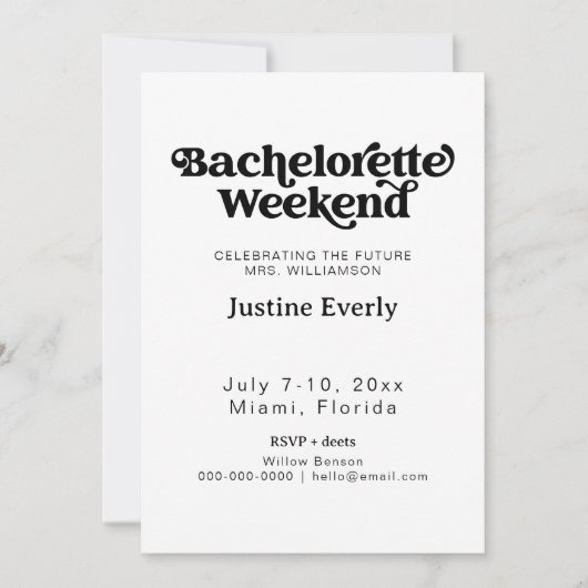 CHARLI Retro Groovy Bachelorette Wochenende laden Einladung (Vorderseite)