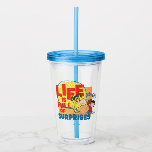 Charlie Brown & Lucy - Das Leben ist voller Überra Acryltrinkbecher (Vorderseite)