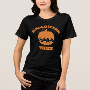 Charlie Brown Orange Pumpkin Halloween Vibes Tri-Blend Shirt
