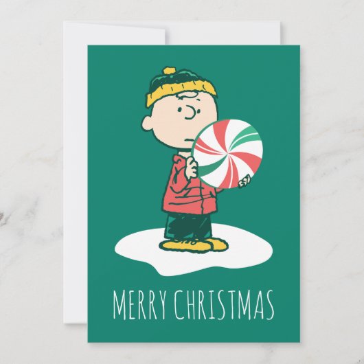 Charlie Brown Peppermint Candy Feiertagskarte (Vorderseite)