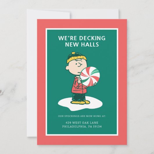 Charlie Brown Peppermint Candy Feiertagskarte (Vorderseite)