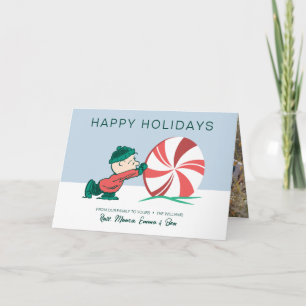 Charlie Brown   Rollt in die Festtagszeit Feiertagskarte