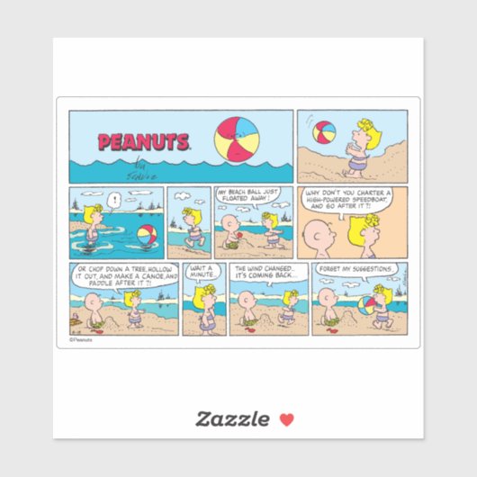 Charlie Brown & Sally am Strand Aufkleber (Blatt)