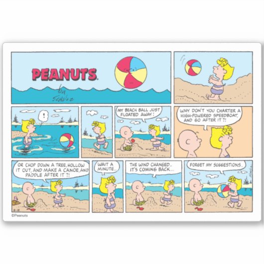 Charlie Brown & Sally am Strand Aufkleber (Vorderseite)