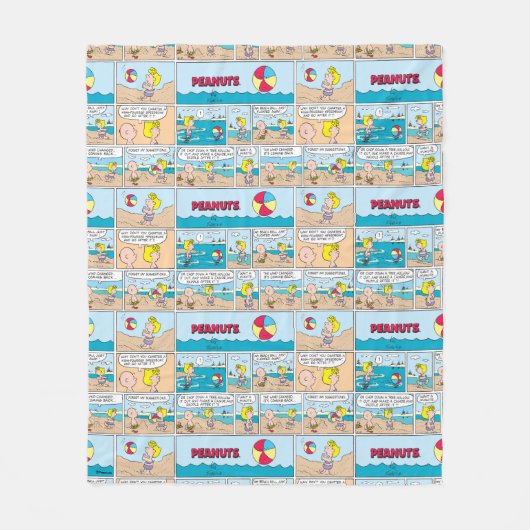 Charlie Brown & Sally am Strand Fleecedecke (Vorderseite)