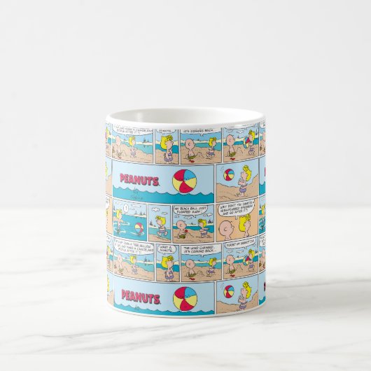 Charlie Brown & Sally am Strand Kaffeetasse (Mittel)