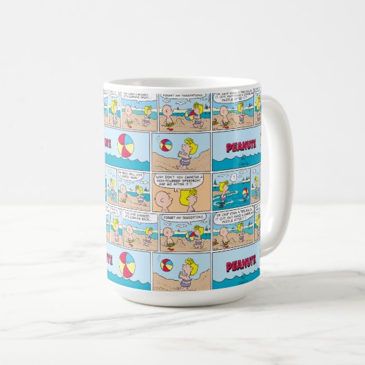 Charlie Brown & Sally am Strand Kaffeetasse (VorderseiteRechts)