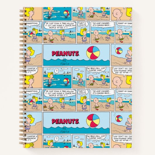 Charlie Brown & Sally am Strand Notizblock (Vorderseite)