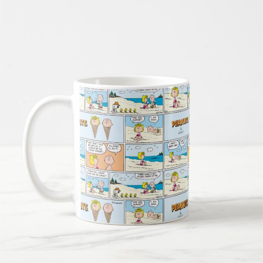 Charlie Brown & Sally Ice Cream am Strand Kaffeetasse (Links)