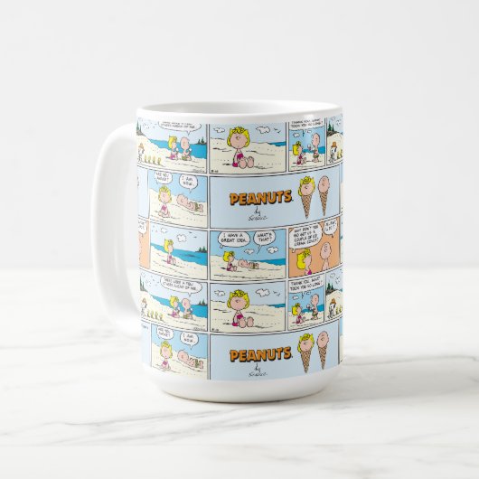 Charlie Brown & Sally Ice Cream am Strand Kaffeetasse (Vorderseite Links)