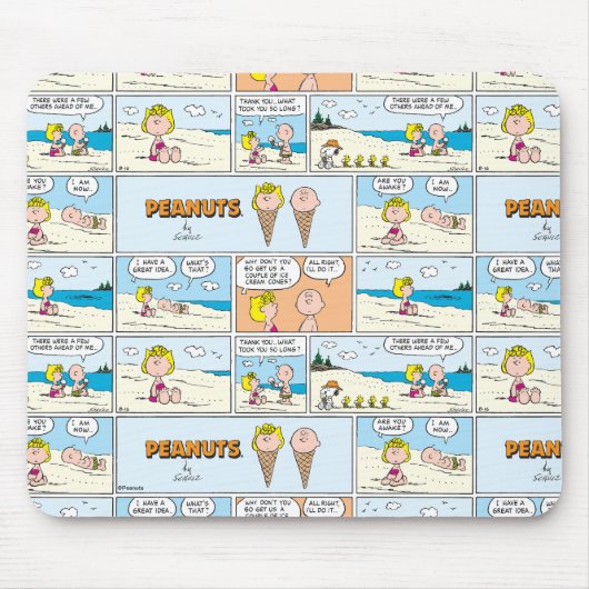 Charlie Brown & Sally Ice Cream am Strand Mousepad (Vorne)