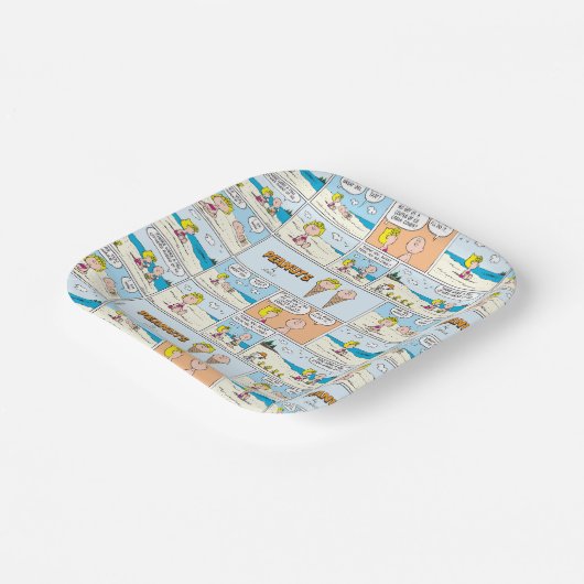 Charlie Brown & Sally Ice Cream am Strand Pappteller (Gewinkelt)