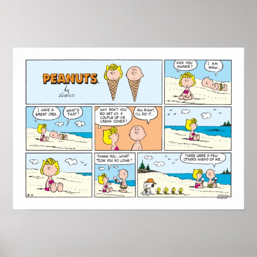Charlie Brown & Sally Ice Cream am Strand Poster (Vorne)