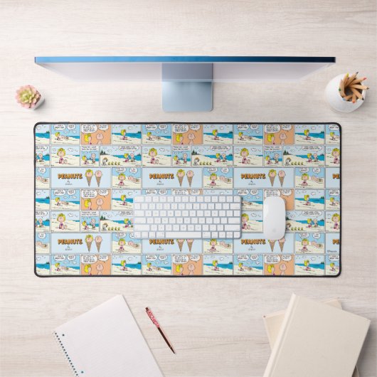 Charlie Brown & Sally Ice Cream am Strand Schreibtischunterlage (Büro 1)