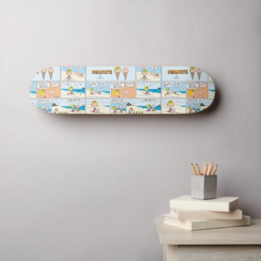Charlie Brown & Sally Ice Cream am Strand Skateboard (Wandkunst (Horz))