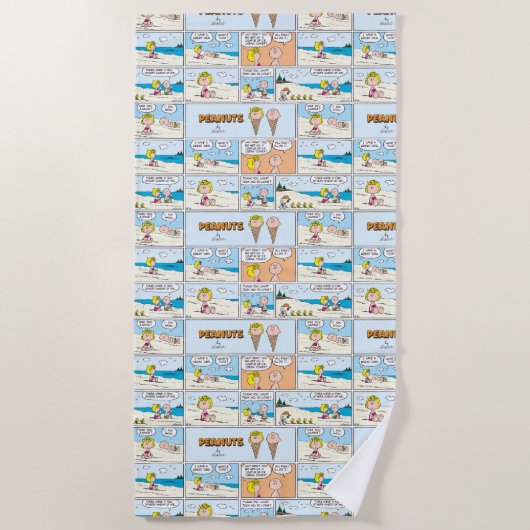 Charlie Brown & Sally Ice Cream am Strand Strandtuch (Vorderseite)