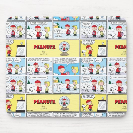 Charlie Brown | Schneekugel Mousepad (Vorne)