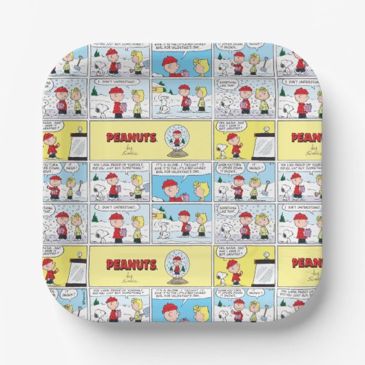 Charlie Brown | Schneekugel Pappteller (Vorderseite)