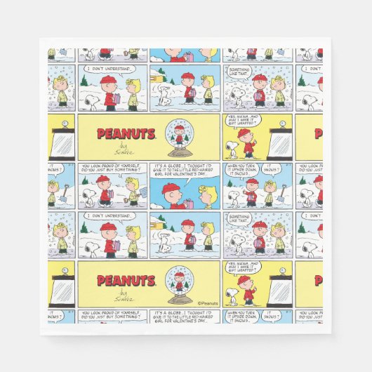 Charlie Brown | Schneekugel Serviette (Vorderseite)