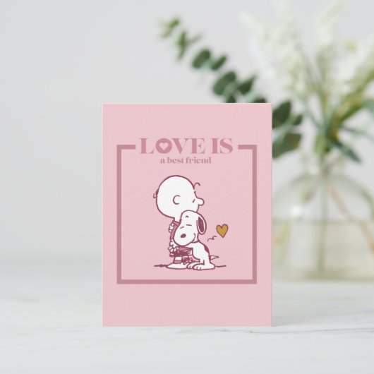 Charlie Brown & Snoopy - Liebe ist ein bester Freu Postkarte (Stehend Vorderseite)
