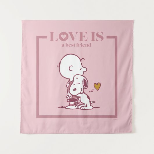 Charlie Brown & Snoopy - Liebe ist ein bester Freu Wandteppich (Vorderseite)