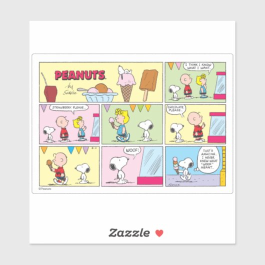 Charlie Brown, Snoopy & Sally | Eiscreme Aufkleber (Blatt)