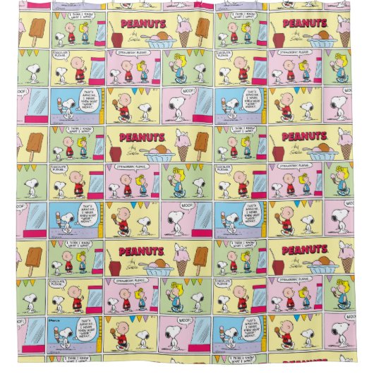 Charlie Brown, Snoopy & Sally | Eiscreme Duschvorhang (Vorderseite)