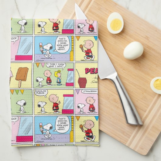Charlie Brown, Snoopy & Sally | Eiscreme Geschirrtuch (Viertel Falte)