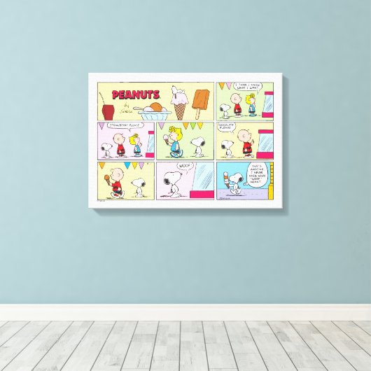 Charlie Brown, Snoopy & Sally | Eiscreme Leinwanddruck (Insitu (Holzboden))