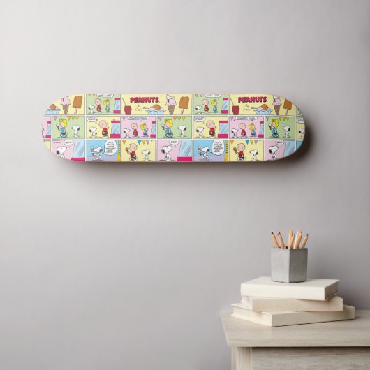 Charlie Brown, Snoopy & Sally | Eiscreme Skateboard (Wandkunst (Horz))