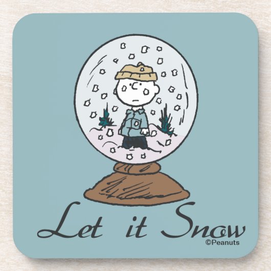 Charlie Brown Snow Globe Graphic - Let It Snow Getränkeuntersetzer (Vorderseite)