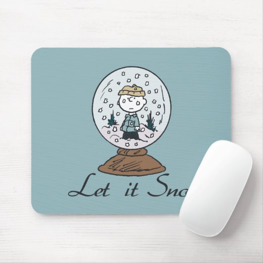 Charlie Brown Snow Globe Graphic - Let It Snow Mousepad (Mit Mouse)