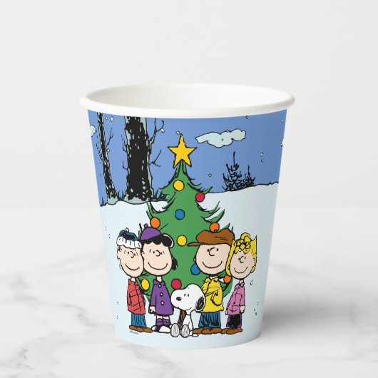 Charlie Brown und Freunde Weihnachten Pappbecher (Vorderseite)