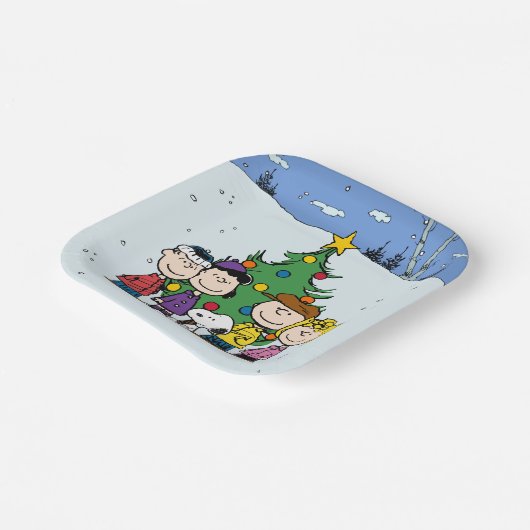 Charlie Brown und Freunde Weihnachten Pappteller (Gewinkelt)