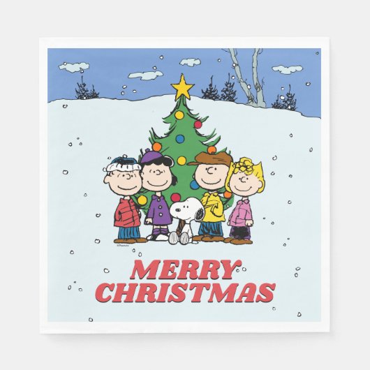 Charlie Brown und Freunde Weihnachten Serviette (Vorderseite)