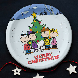 Charlie Brown und Freunde Weihnachtsfeier Pappteller