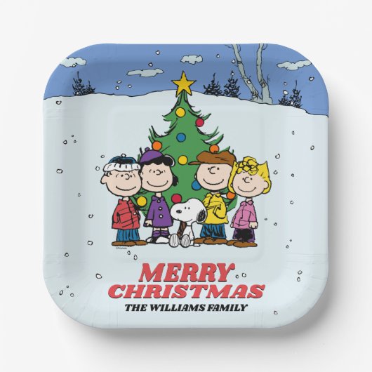 Charlie Brown und Friends Christmas Party Pappteller (Vorderseite)