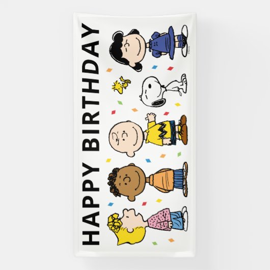 Charlie Brown und Gang Confetti Birthday Banner (Vertikal)